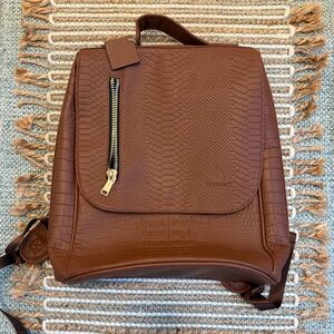 Men's Brown Faux-Croc Backpack - Sleek Everyday Carry